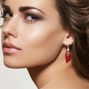 Bali Collection Sponge Coral Earrings in Sterling Silver leaf motif